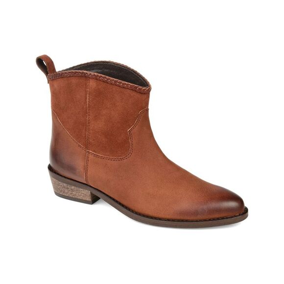JOURNEE COLLECTION Shoes - JOURNEE COLLECTION Womens Brown Back Pull Tag Carmela Almond Booties 7.5 M